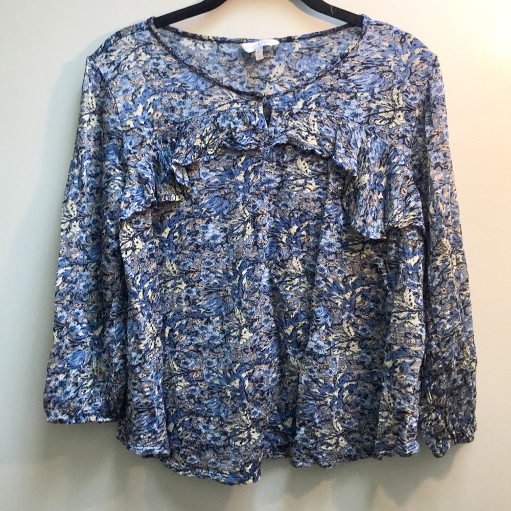 |Lucky Brand| Blue Green Print Blouse Shirt Sz XS